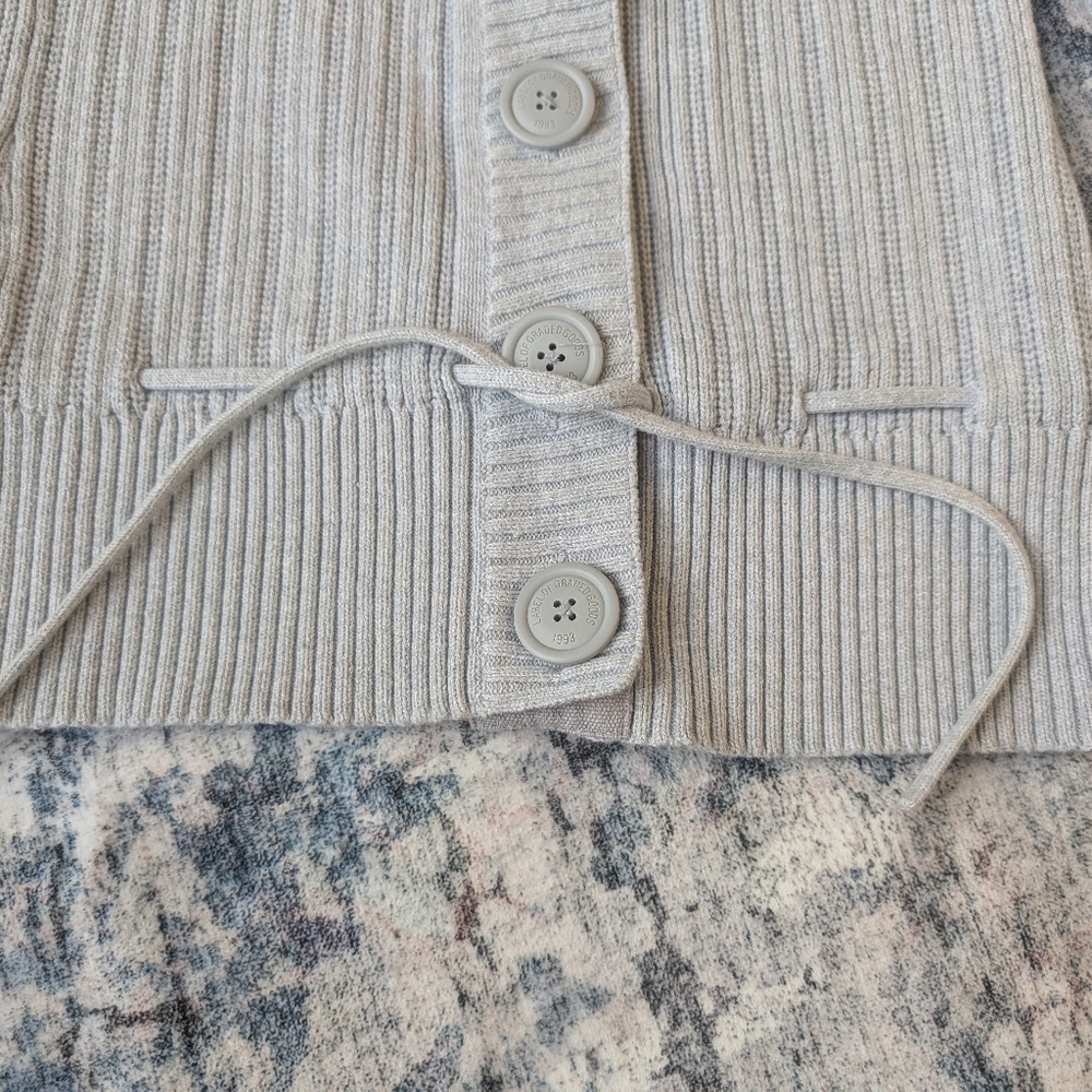 EUC L.O.G.G. Label Of Graded Goods H&M Gray Button Front Tie Waist Sweater Sz M - Picture 2 of 11